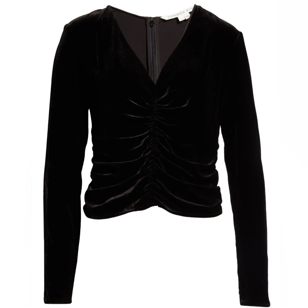 NEW VERONICA BEARD BLACK RUCHED VELVET TOP - Picture 9 of 11